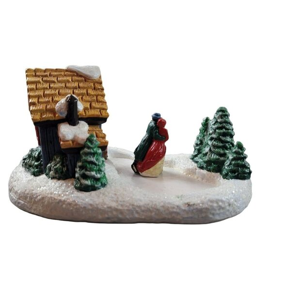 Vintage Christmas Village Walnut Grove Pond Ceramic Bonus Skaters  JH1807200 - Picture 4 of 6